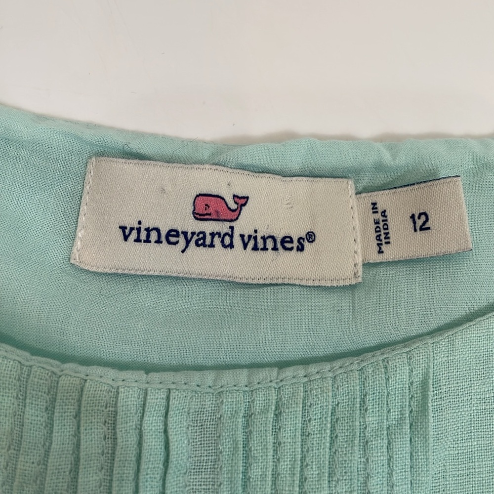 Vineyard Vines Linen Dress Size 12 Sea-foam Color Relaxed Fit EUC - Picture 4 of 9